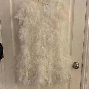 Bardot Kids White Feathered Formal Dress